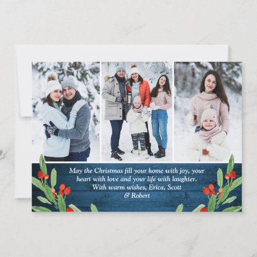 6 FOTO Weihnachten Rustikal Blauer Wald Gruß (Rückseite)