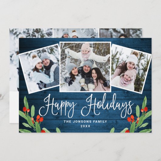 6 FOTO Weihnachten Rustikal Blauer Wald Gruß (Vorne/Hinten)