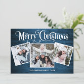 6 FOTO Weihnachten Rustikal Blauer Wald Gruß (Stehend Vorderseite)