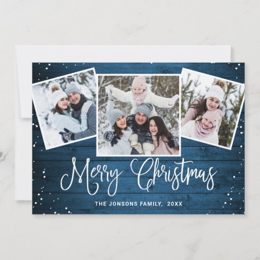 6 FOTO Weihnachten Rustikal Blauer Wald Gruß (Vorderseite)