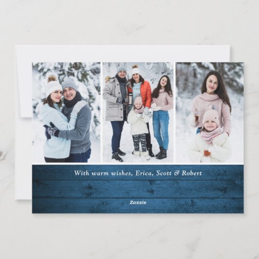 6 FOTO Weihnachten Rustikal Blauer Wald Gruß (Rückseite)