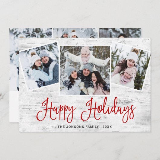 6 FOTO Weihnachten Rustikale Birch Bark Gruß (Vorne/Hinten)