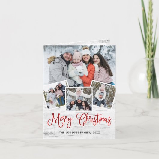 6 FOTO Weihnachten Rustikale Birch Bark Gruß (Vorderseite)