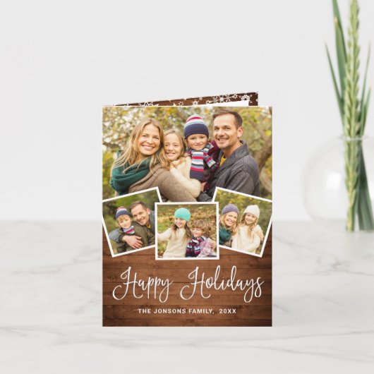 6 FOTO Weihnachten Rustikales Holz Gruß (Vorderseite)