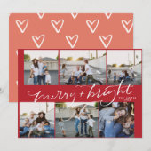 6 Foto Weihnachtskarte Merry Bright Red Einladung (Vorne/Hinten)