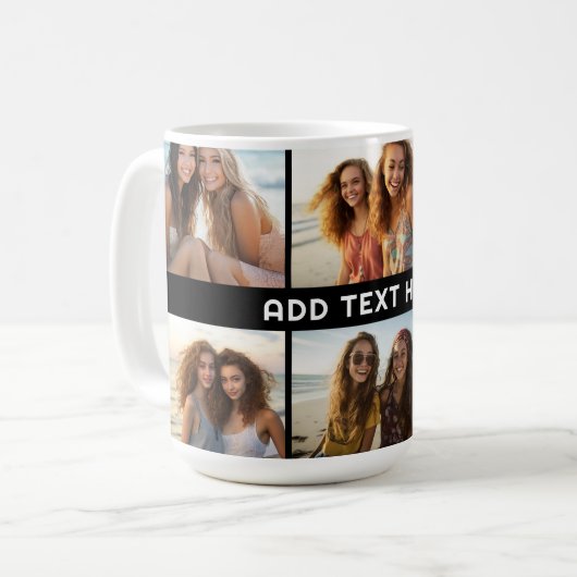 6 FotoCollage 1 Textzeile — CAN Schwarz bearbeiten Kaffeetasse (Vorderseite Links)