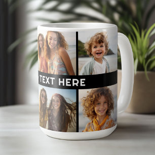 6 FotoCollage 1 Textzeile — CAN Schwarz bearbeiten Kaffeetasse