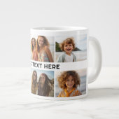 6 FotoCollage 1 Textzeile — Farbe bearbeiten Jumbo-Tasse (Vorderseite Rechts)