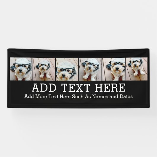 6 FotoCollage 2 Zeilen Text — CAN Schwarz bearbeit Banner (Horizontal)