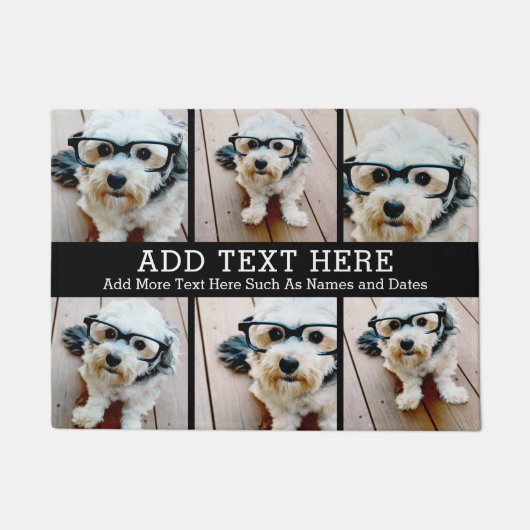 6 FotoCollage 2 Zeilen Text — CAN Schwarz bearbeit Fußmatte (Vorderseite)