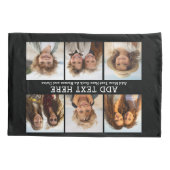 6 FotoCollage 2 Zeilen Text — CAN Schwarz bearbeit Kissenbezug (Rückseite)