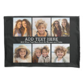 6 FotoCollage 2 Zeilen Text — CAN Schwarz bearbeit Kissenbezug (Vorderseite)