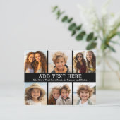 6 FotoCollage 2 Zeilen Text — CAN Schwarz bearbeit Postkarte (Stehend Vorderseite)