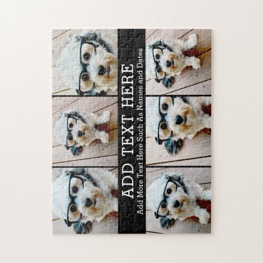 6 FotoCollage 2 Zeilen Text — CAN Schwarz bearbeit Puzzle (Vertikal)