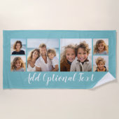 6 FotoCollage benutzerdefinierter Skripttext leuch Strandtuch (Vorderseite)