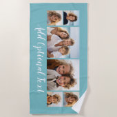 6 FotoCollage benutzerdefinierter Skripttext leuch Strandtuch (Vorderseite)