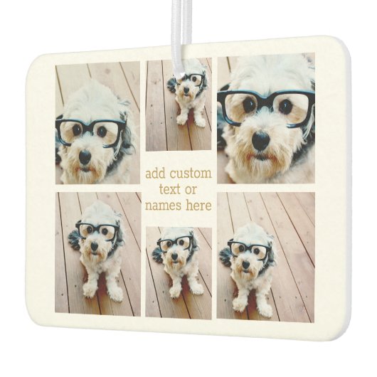 6 FotoCollage Minimalistisch - Gold und Weiß Autolufterfrischer (Links)