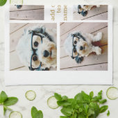 6 FotoCollage Minimalistisch - Gold und Weiß Geschirrtuch (Gefaltet)