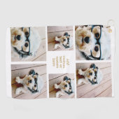 6 FotoCollage Minimalistisch - Gold und Weißgitter Golfhandtuch (Horizontal)