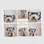 6 FotoCollage Minimalistisch - Gold und Weißgitter Golfhandtuch (Horizontal)