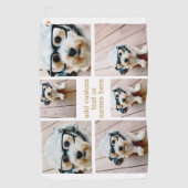 6 FotoCollage Minimalistisch - Gold und Weißgitter Golfhandtuch (Vorderseite)