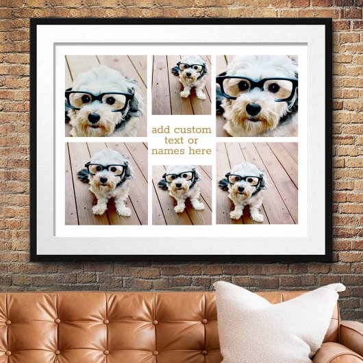 6 FotoCollage Minimalistisch - Gold und Weißgitter Poster