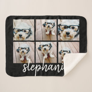 6 FotoCollage Minimalistisch Handgeschriebener Nam Sherpadecke