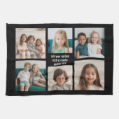 6 FotoCollage Minimalistisch - mit weißem Text Geschirrtuch (Horizontal)