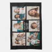 6 FotoCollage Minimalistisch - mit weißem Text Geschirrtuch (Vertikal)
