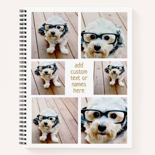 6 FotoCollage Minimalistisch - weiß und gold Notizblock (Vorderseite)