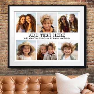 6 FotoCollage mit 2 Zeilen einfachen Textes Poster