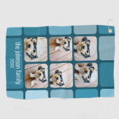 6 FotoCollage mit Blues mit weißem Namen Golfhandtuch (Horizontal)