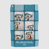 6 FotoCollage mit Blues mit weißem Namen Golfhandtuch (Vorderseite)