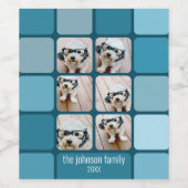 6 FotoCollage mit Blues Retro Schriftart Name Weinetikett (Einzelnes Label)