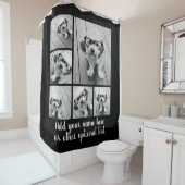 6 FotoCollage mit Single Pink Monogramm Duschvorhang (Beispiel)