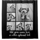 6 FotoCollage mit Single Pink Monogramm Duschvorhang (Vorderseite)