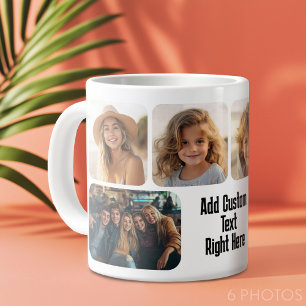 6 FotoCollage mit Textblock - Schwarzweiß Jumbo-Tasse