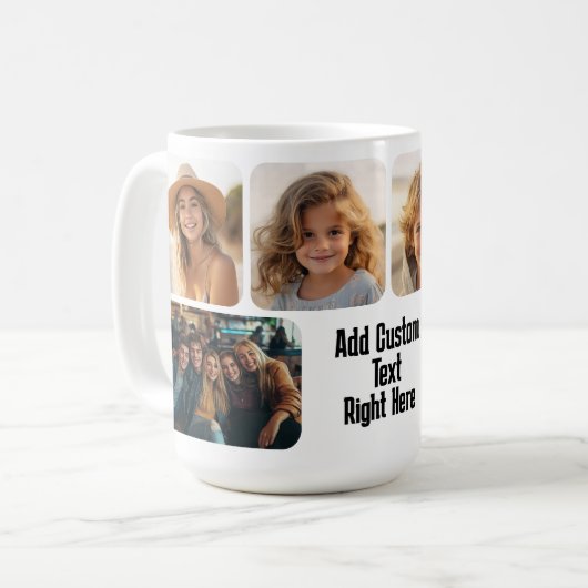 6 FotoCollage mit Textblock - Schwarzweiß Kaffeetasse (Vorderseite Links)