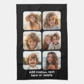 6 FotoCollage mit weißem Text in schwarz Geschirrtuch (Vertikal)