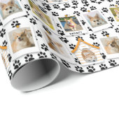 6 Fotocollage Name Dog House Paw Prints hinzufügen Geschenkpapier (Rolleneckpunkt)