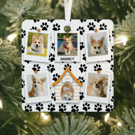 6 Fotocollage Name Dog House Paw Prints hinzufügen Ornament Aus Metall