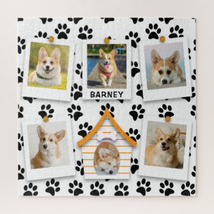 6 Fotocollage Name Dog House Paw Prints hinzufügen Puzzle
