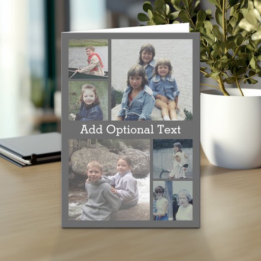 6 Fotocollage Optionaler Text — CAN Edit grau Karte