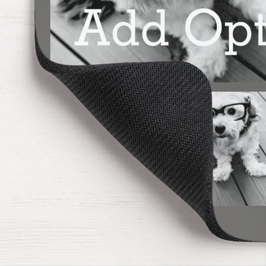 6 Fotocollage Optionaler Text — CAN Edit Grau Mousepad (Ecke)