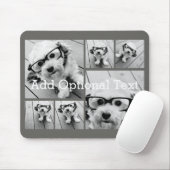 6 Fotocollage Optionaler Text — CAN Edit Grau Mousepad (Mit Mouse)