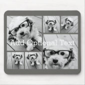6 Fotocollage Optionaler Text — CAN Edit Grau Mousepad (Vorne)