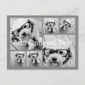 6 Fotocollage Optionaler Text — CAN Edit Grau Postkarte (Vorderseite)