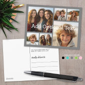 6 Fotocollage Optionaler Text — CAN Edit Grau Postkarte