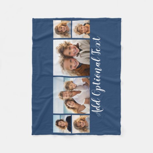 6 FotoCollage Optionaler Text — Farbe bearbeiten Fleecedecke (Vorderseite)