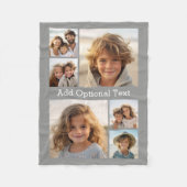 6 FotoCollage Optionaler Text — Farbe bearbeiten Fleecedecke (Vorderseite)